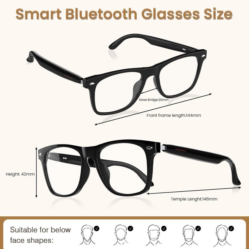 Jacuate Bluetooth Audio Smart Glasses for Women Men,Blue Light Blocking Bluetooth Glasses with Open Ear Speaker,Voice Control, Hands-Free Calls & Built-in Microphone for iPhone Android Music/Work - Image 3